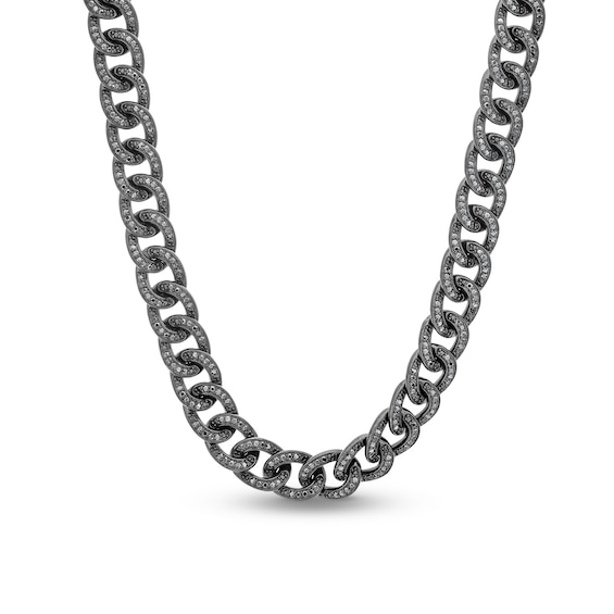 Vera Wang Men 4-3/8 CT. T.w. Black Diamond Curb Chain Necklace in Sterling Silver with Black Ruthenium - 20"