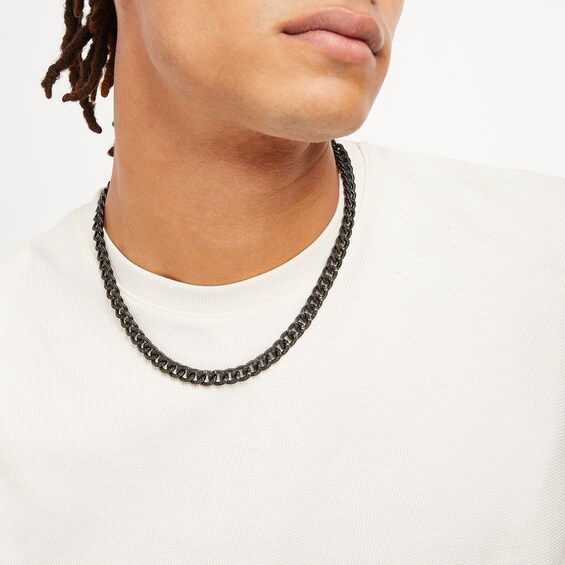 Vera Wang Men 4-3/8 CT. T.w. Black Diamond Curb Chain Necklace in Sterling Silver with Black Ruthenium - 20"