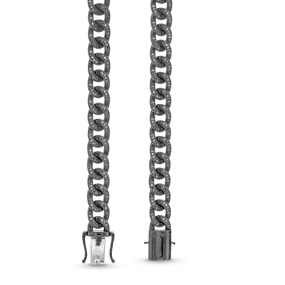 Vera Wang Men 4-3/8 CT. T.w. Black Diamond Curb Chain Necklace in Sterling Silver with Black Ruthenium - 20"
