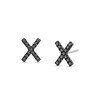 Thumbnail Image 1 of Vera Wang Men 1/4 CT. T.W. Black Diamond "X" Stud Earrings in Sterling Silver