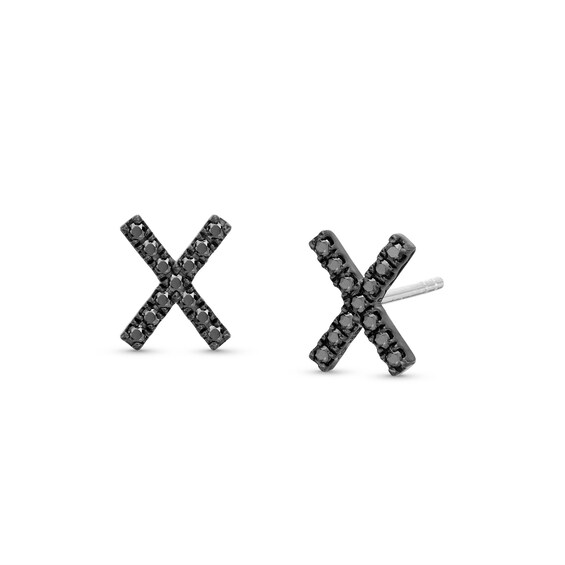 Vera Wang Men 1/4 CT. T.w. Black Diamond "X" Stud Earrings in Sterling Silver