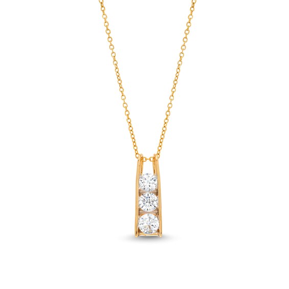 1 CT. T.w. Certified Lab-Grown Diamond Linear Three Stone Bar Pendant in 14K Gold (F/Si2)