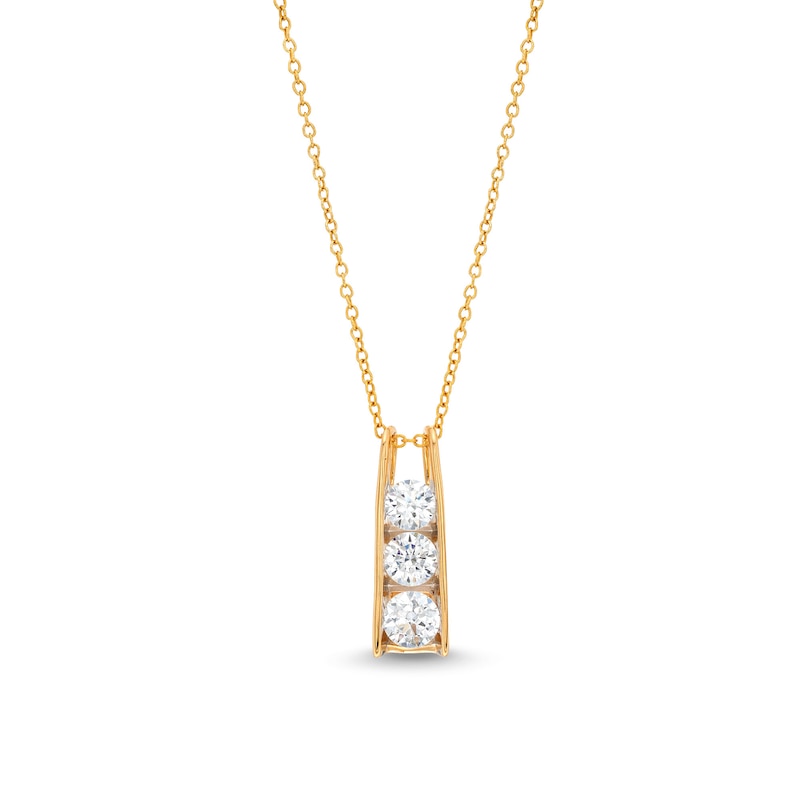 Main Image 1 of 1 CT. T.W. Certified Lab-Grown Diamond Linear Three Stone Bar Pendant in 14K Gold (F/SI2)