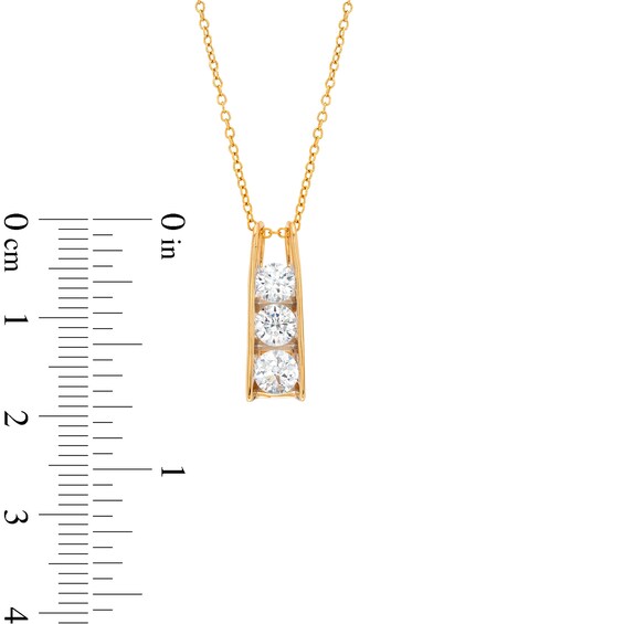 1 CT. T.w. Certified Lab-Grown Diamond Linear Three Stone Bar Pendant in 14K Gold (F/Si2)