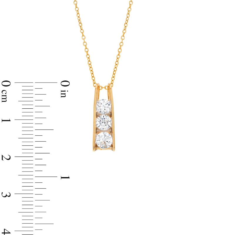 1 CT. T.W. Certified Lab-Created Diamond Linear Three Stone Bar Pendant in 14K Gold (F/SI2)