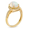 Thumbnail Image 2 of Oval Opal and 1/3 CT. T.W. Diamond Swirl Bypass Frame Ring in 10K Gold