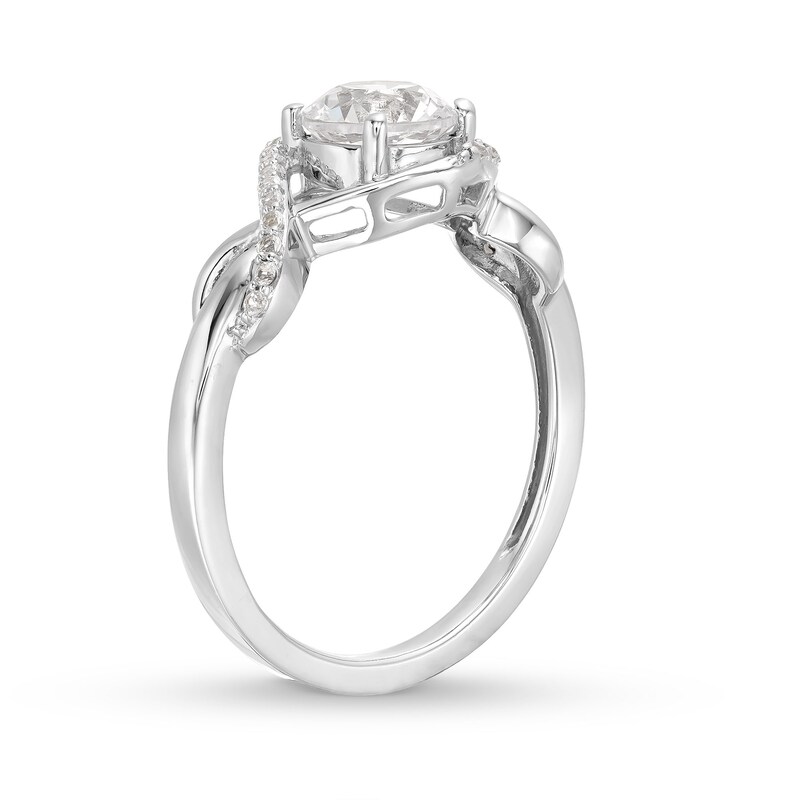 Main Image 3 of White Lab-Created Sapphire Infinity Ribbon Pendant, Ring and Drop Earrings Set in Sterling Silver