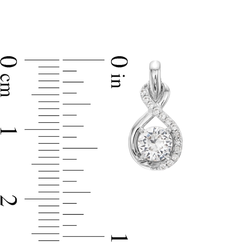 Main Image 5 of White Lab-Created Sapphire Infinity Ribbon Pendant, Ring and Drop Earrings Set in Sterling Silver