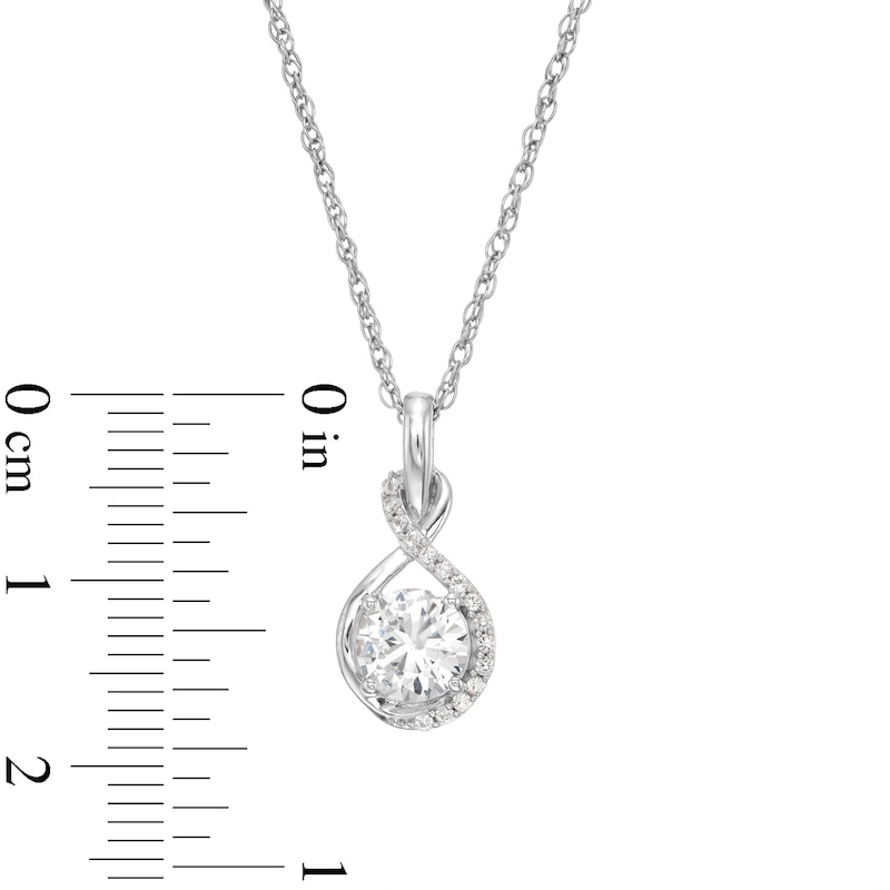 Main Image 6 of White Lab-Created Sapphire Infinity Ribbon Pendant, Ring and Drop Earrings Set in Sterling Silver