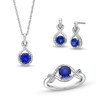 Thumbnail Image 1 of Blue Lab-Created Sapphire and White Lab-Created Sapphire Infinity Pendant, Earrings and Ring Set in Sterling Silver