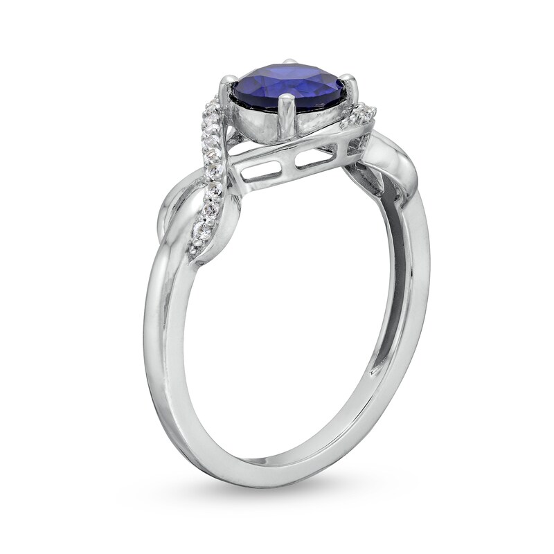 Main Image 3 of Blue Lab-Created Sapphire and White Lab-Created Sapphire Infinity Pendant, Earrings and Ring Set in Sterling Silver