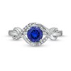 Thumbnail Image 4 of Blue Lab-Created Sapphire and White Lab-Created Sapphire Infinity Pendant, Earrings and Ring Set in Sterling Silver
