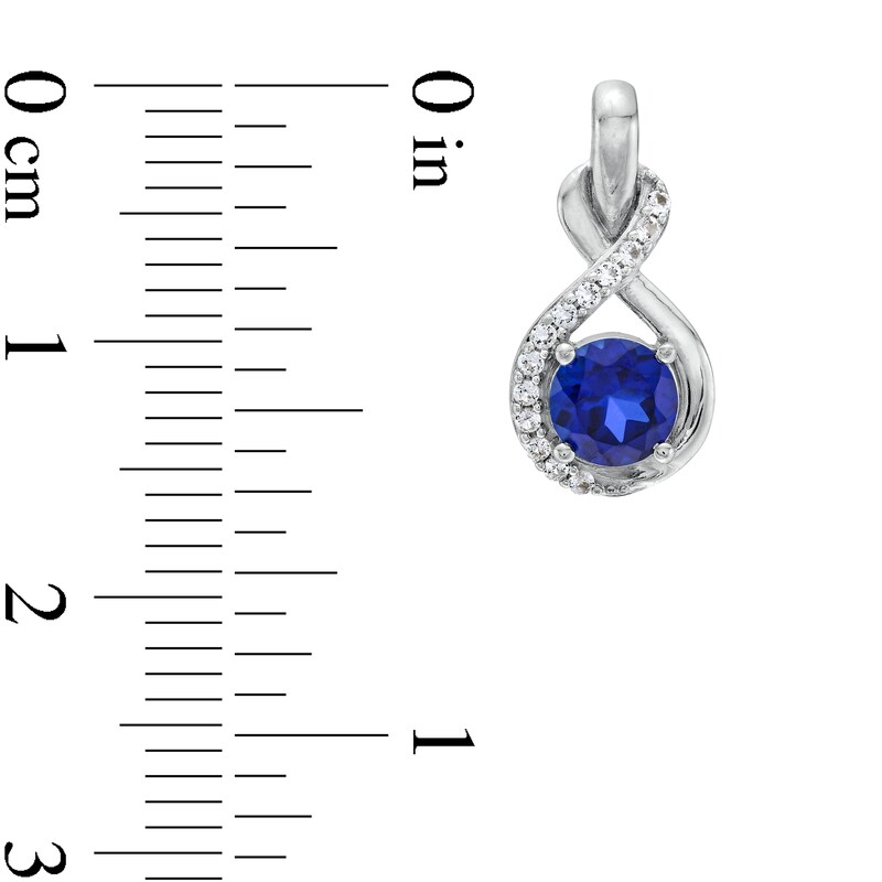 Main Image 5 of Blue Lab-Created Sapphire and White Lab-Created Sapphire Infinity Pendant, Earrings and Ring Set in Sterling Silver