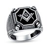 Thumbnail Image 1 of Men's Textured Masonic Ring in Oxidized Sterling Silver
