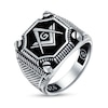Thumbnail Image 2 of Men's Textured Masonic Ring in Oxidized Sterling Silver