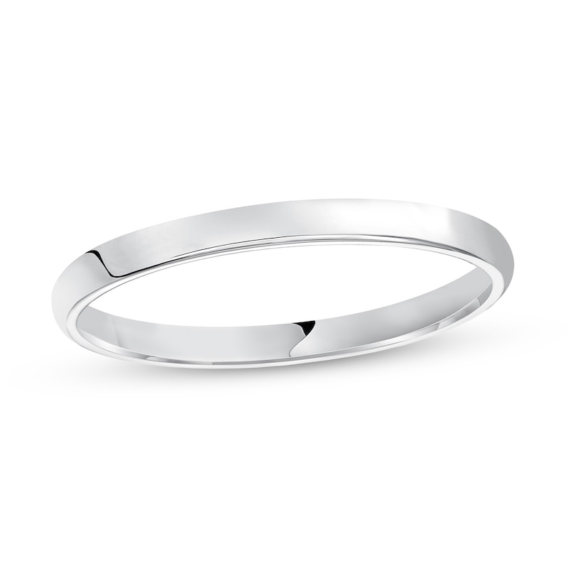 2.0mm Engravable Low Dome Comfort-Fit Wedding Band in 10K White Gold (1 Line)