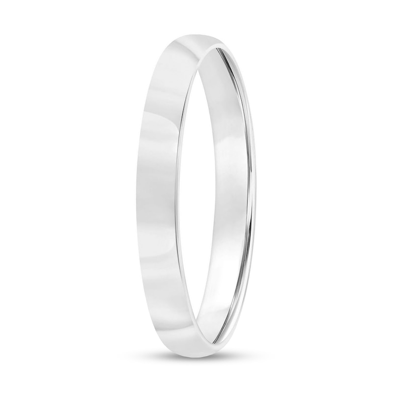 3.0mm Engravable Low Dome Comfort-Fit Wedding Band in 10K White Gold (1 Line)