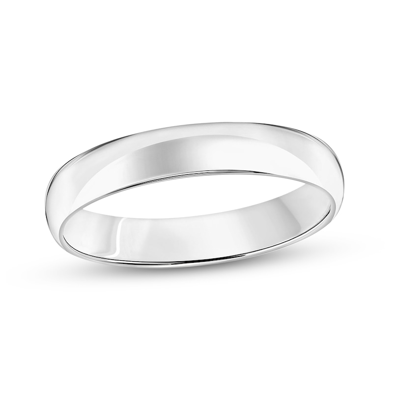 4.0mm Engravable Low Dome Comfort-Fit Wedding Band in 10K White Gold (1 Line)