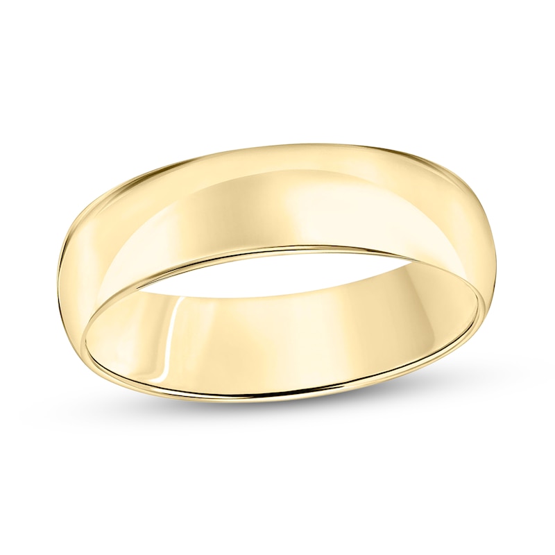 Main Image 1 of 6.0mm Engravable Low Dome Comfort-Fit Wedding Band in 10K Gold (1 Line)