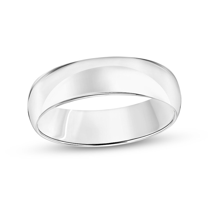 6.0mm Engravable Low Dome Comfort-Fit Wedding Band in 10K White Gold (1 Line)