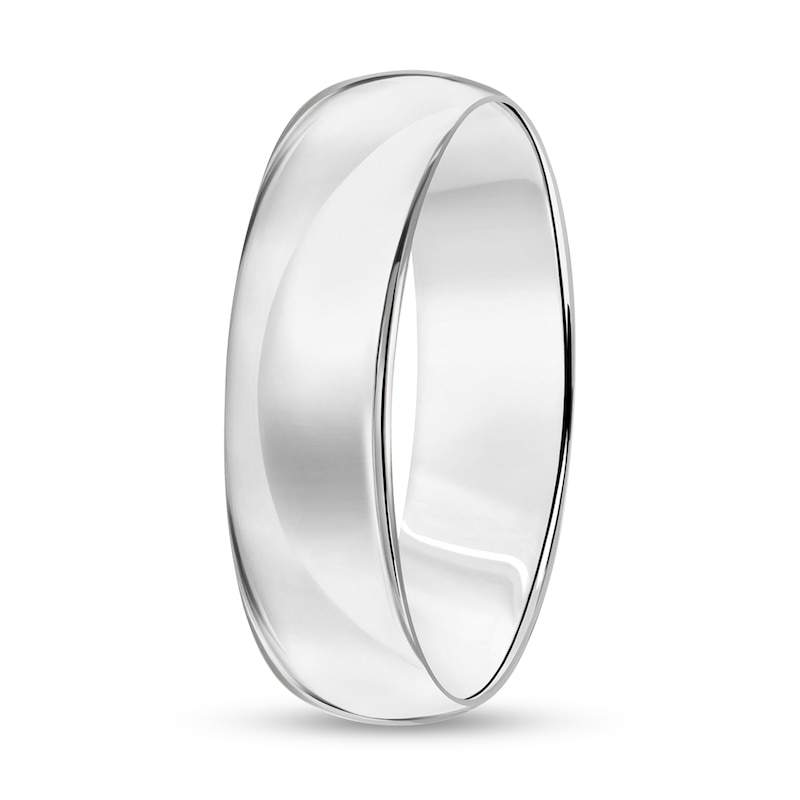 Main Image 2 of 6.0mm Engravable Low Dome Comfort-Fit Wedding Band in 10K White Gold (1 Line)