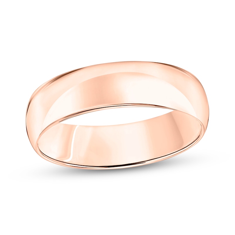 Men's 6.0mm Engravable Low Dome Comfort-Fit Wedding Band in 10K Rose Gold (1 Line)