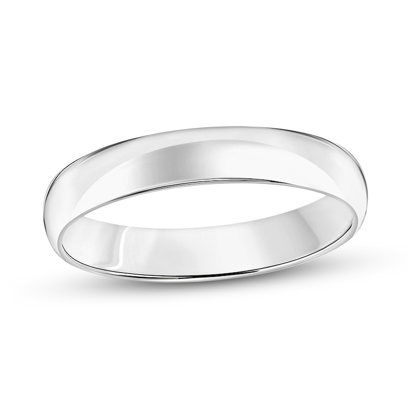 4.0mm Engravable Low Dome Comfort-Fit Wedding Band in 14K White Gold (1 Line)