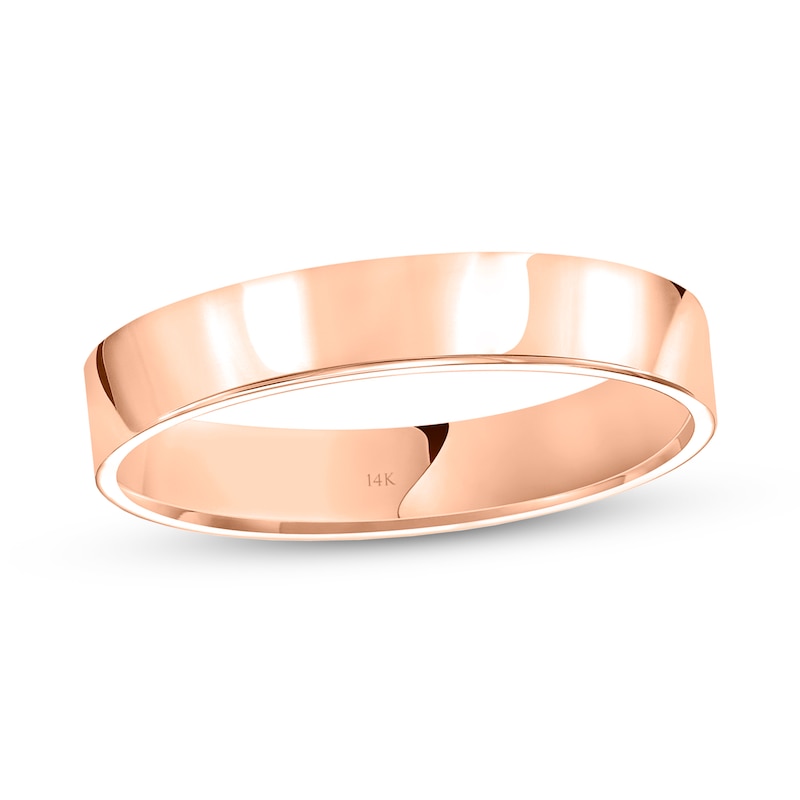 Men's 4.0mm Engravable Flat Anniversary Band in 14K Rose Gold (1 Line)