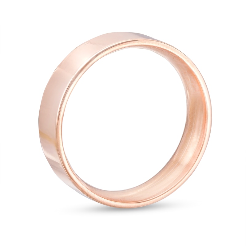 Men's 6.0mm Engravable Flat Anniversary Band in 14K Rose Gold (1 Line)