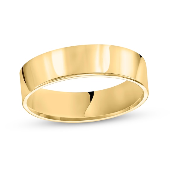 6.0mm Engravable Flat Anniversary Band in 14K Gold (1 Line)