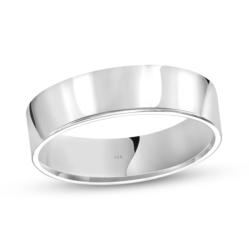 6.0mm Engravable Flat Anniversary Band in 14K White Gold (1 Line)