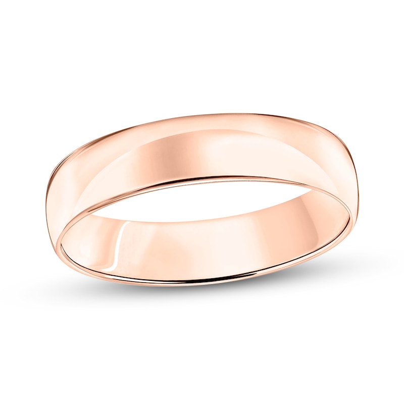 Men's 5.0mm Engravable Low Dome Comfort-Fit Wedding Band in 14K Rose Gold (1 Line)