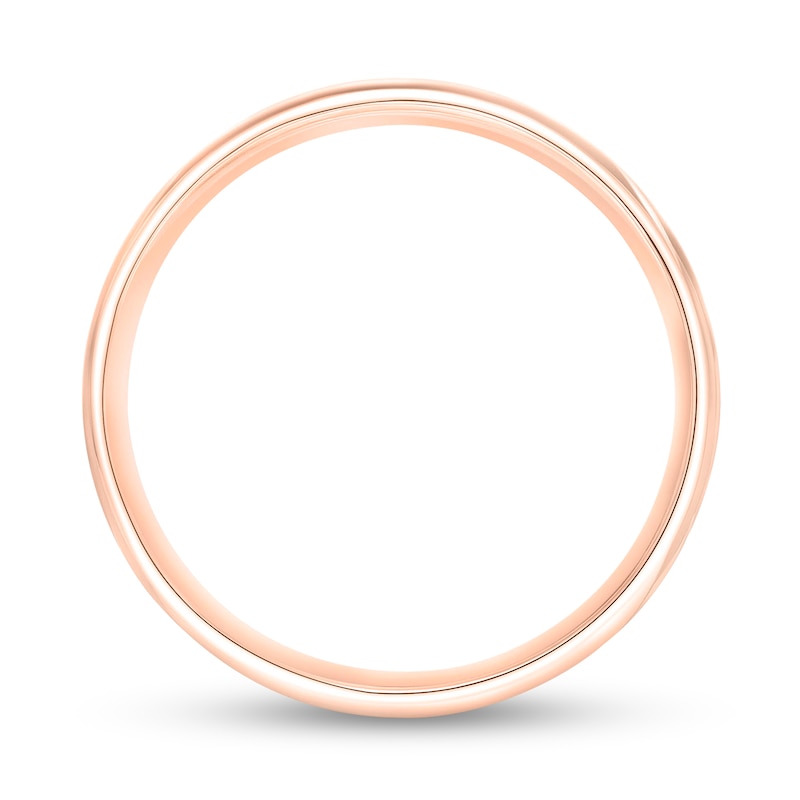 Men's 5.0mm Engravable Low Dome Comfort-Fit Wedding Band in 14K Rose Gold (1 Line)