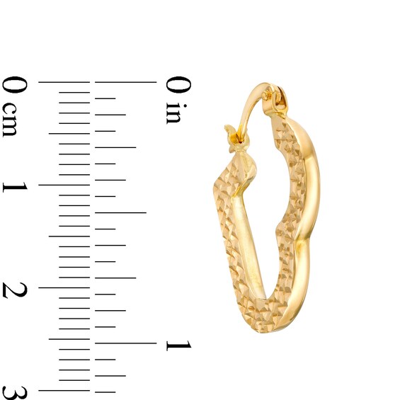 Diamond-Cut Heart-Shaped Hoop Earrings in Hollow 14K Gold