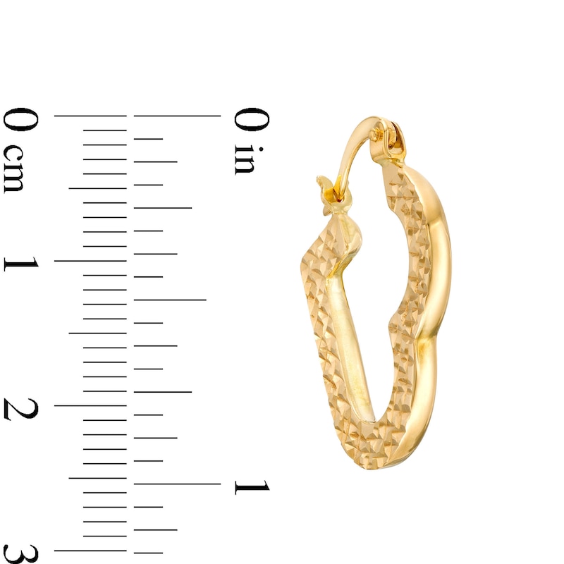 Main Image 3 of Diamond-Cut Heart-Shaped Hoop Earrings in Hollow 14K Gold