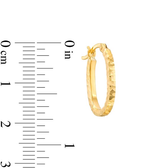 Diamond-Cut Oval Hoop Earrings in Hollow 14K Gold