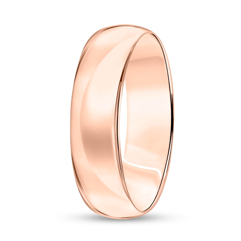 Men's 6.0mm Engravable Low Dome Comfort-Fit Wedding Band in 14K Rose Gold (1 Line)