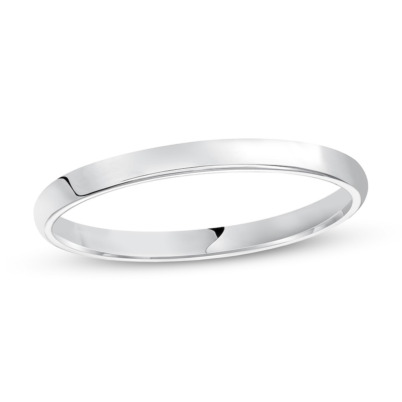 2.0mm Engravable Low Dome Comfort-Fit Wedding Band in 14K White Gold (1 Line)