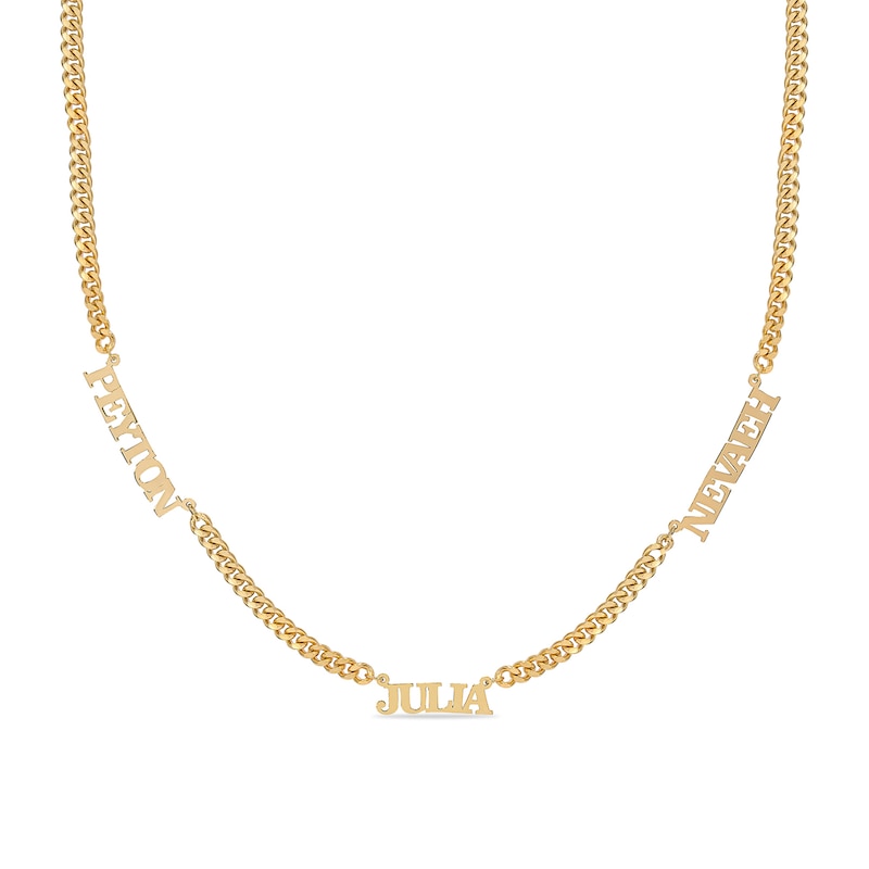 Name Plate Station Necklace in Sterling Silver with 14K Gold Plate (3 Lines)