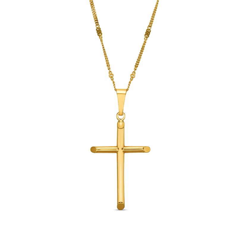 Main Image 1 of Tube Cross Pendant in Hollow 10K Gold