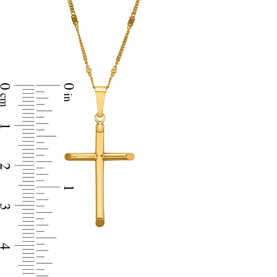Tube Cross Pendant in Hollow 10K Gold