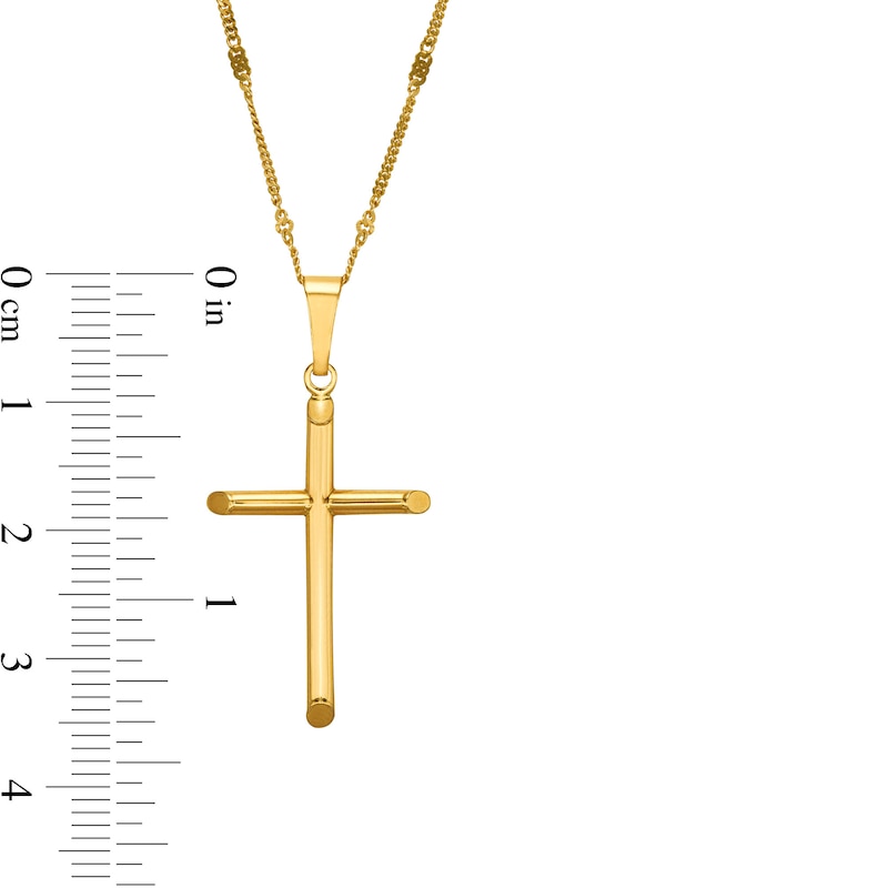 Main Image 3 of Tube Cross Pendant in Hollow 10K Gold