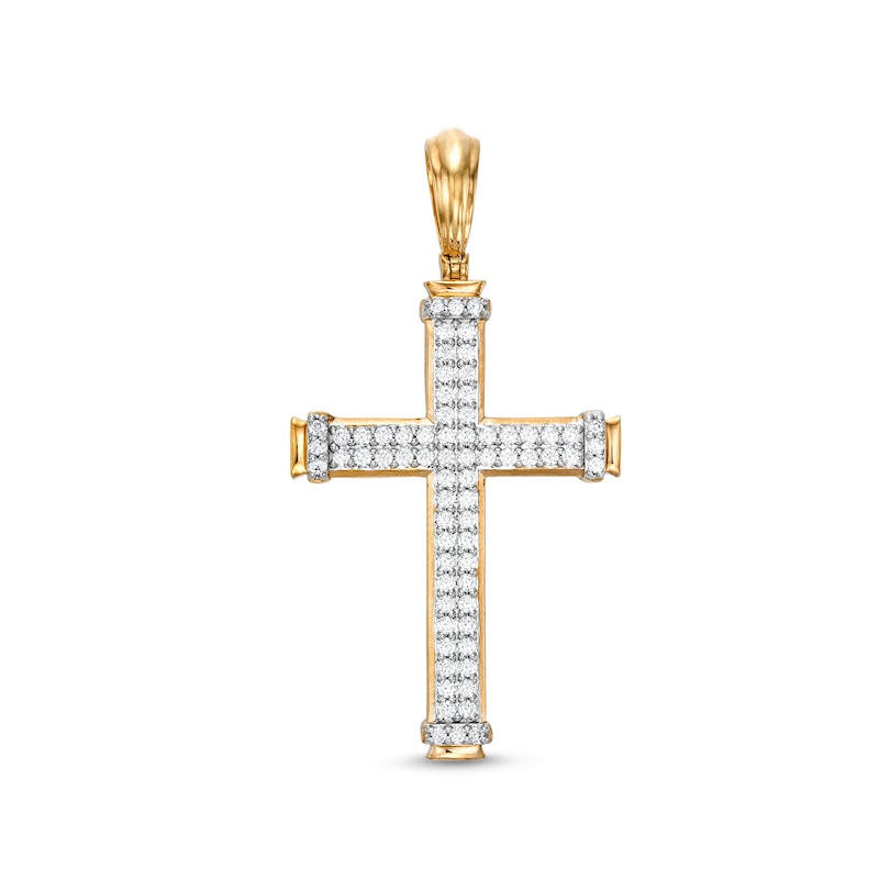 Main Image 1 of Men's 1 CT. T.W. Certified Lab-Grown Diamond Gothic-Style Cross Charm in 14K Gold (F/SI2)