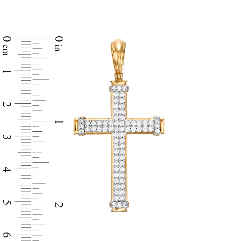 Main Image 2 of Men's 1 CT. T.W. Certified Lab-Grown Diamond Gothic-Style Cross Charm in 14K Gold (F/SI2)
