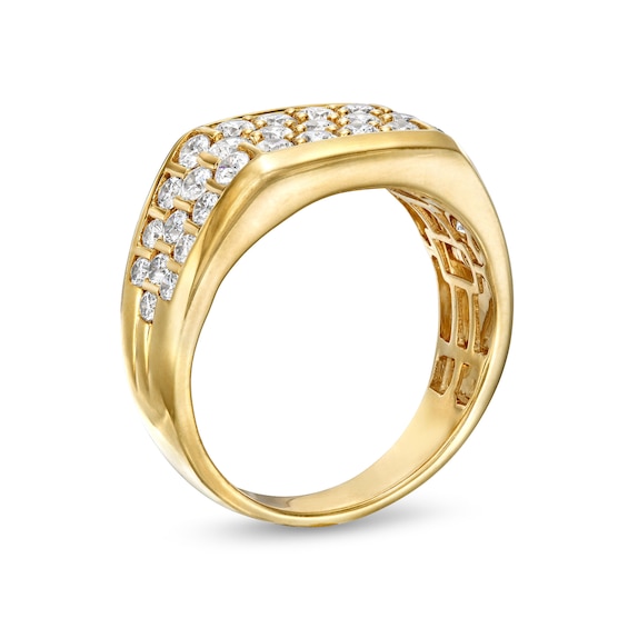 2 CT. T.w. Certified Lab-Grown Diamond Triple Row Squared Ring in 14K Gold (F/Si2)