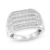 Thumbnail Image 0 of Men's 1 CT. T.W. Certified Lab-Created Diamond Squared Triple Row Ring in 14K White Gold (F/SI2)