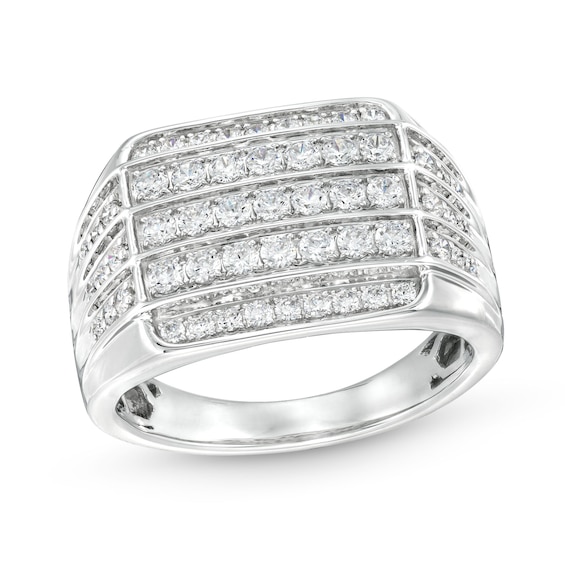 1 CT. T.w. Certified Lab-Grown Diamond Squared Triple Row Ring in 14K White Gold (F/Si2)