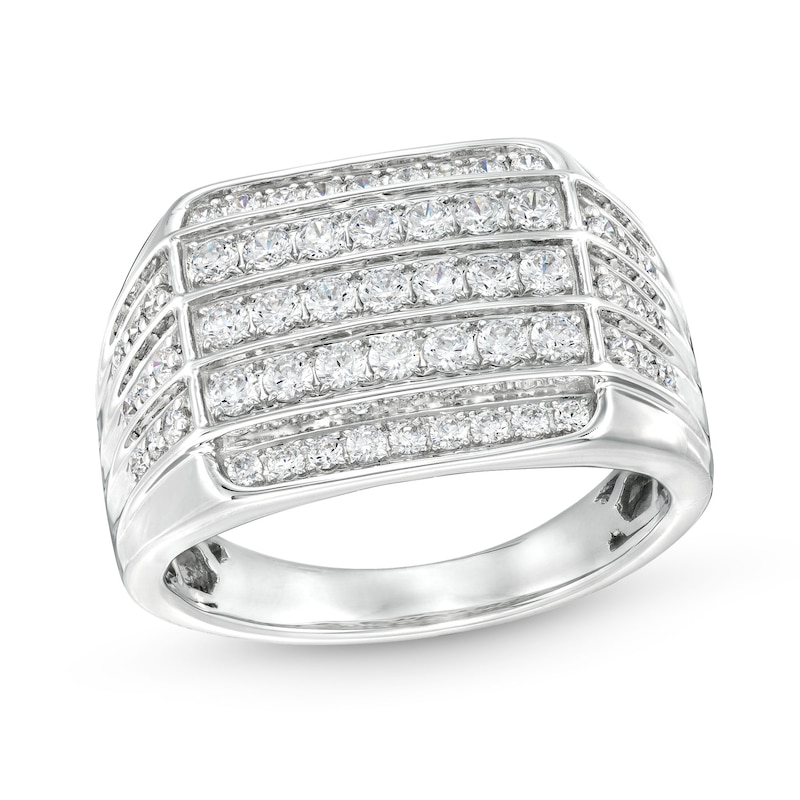 Main Image 1 of 1 CT. T.W. Certified Lab-Grown Diamond Squared Triple Row Ring in 14K White Gold (F/SI2)