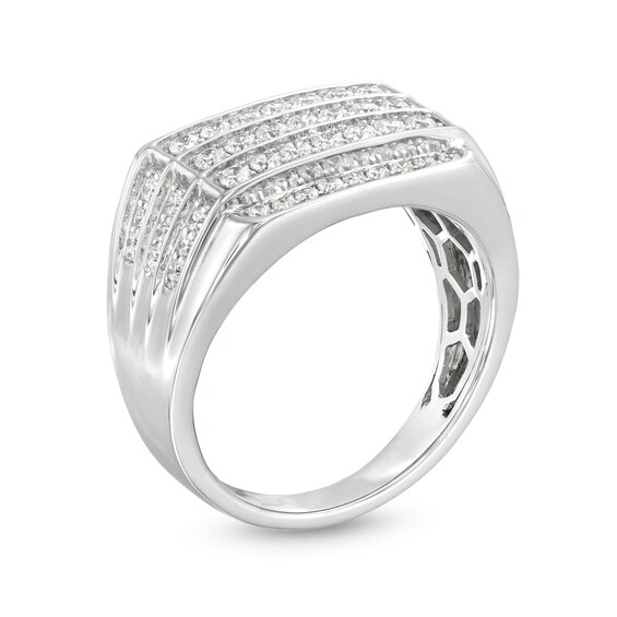 1 CT. T.w. Certified Lab-Grown Diamond Squared Triple Row Ring in 14K White Gold (F/Si2)