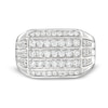 Thumbnail Image 3 of Men's 1 CT. T.W. Certified Lab-Created Diamond Squared Triple Row Ring in 14K White Gold (F/SI2)